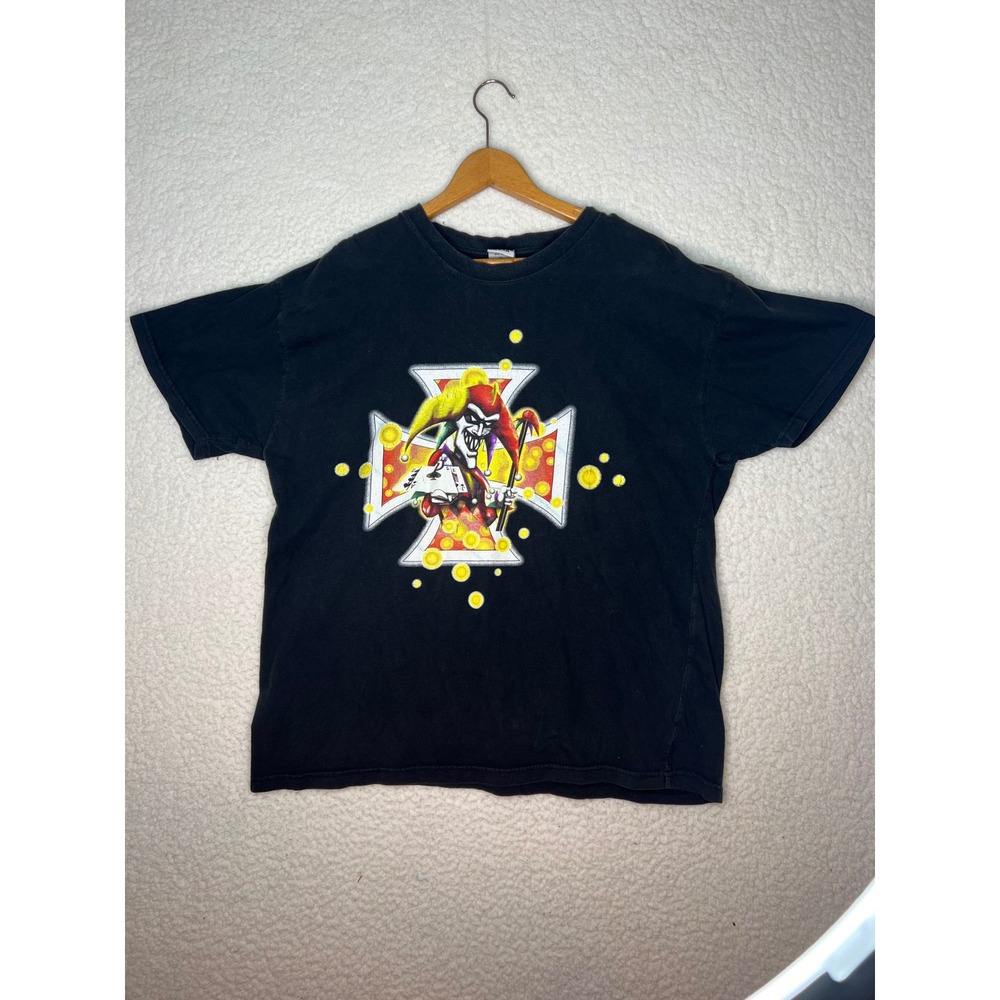 Chopper‎ Wear Mens Jester Iron Cross Graphic T-Shirt Black XL Ace of Spades